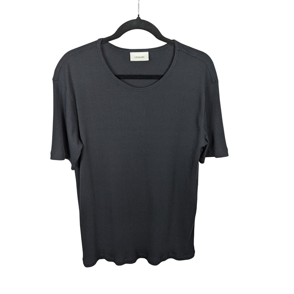 LEMAIRE Rib Organic Cotton Blend T-Shirt Mens L Black